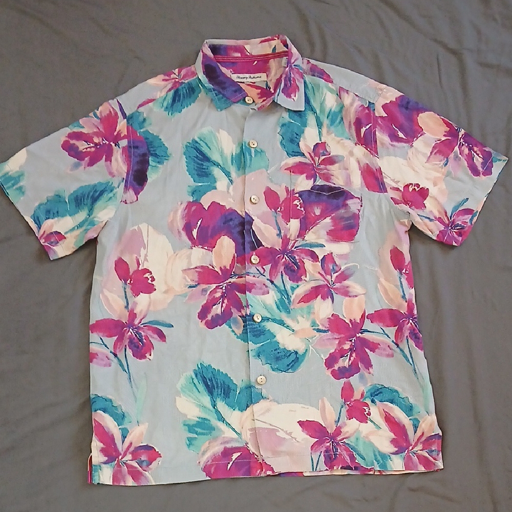 Tommy Bahama Floral Button Down Shirt - Blue and Purple